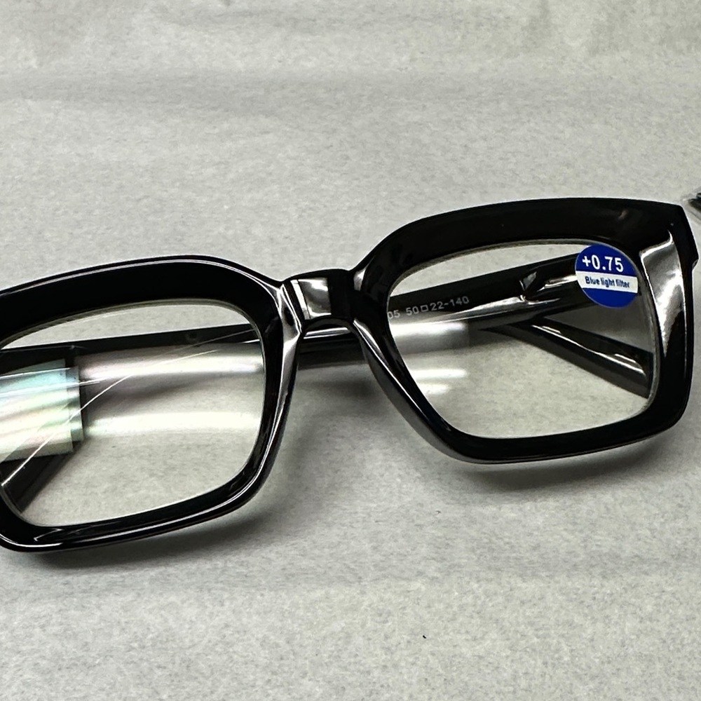 ❣️5|$25❣️Stylish Black Square Glasses +0.75 blue light filter. New